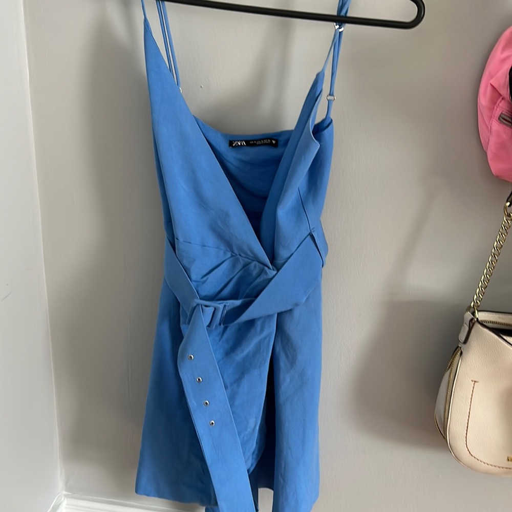 Zara blue retro mini dress